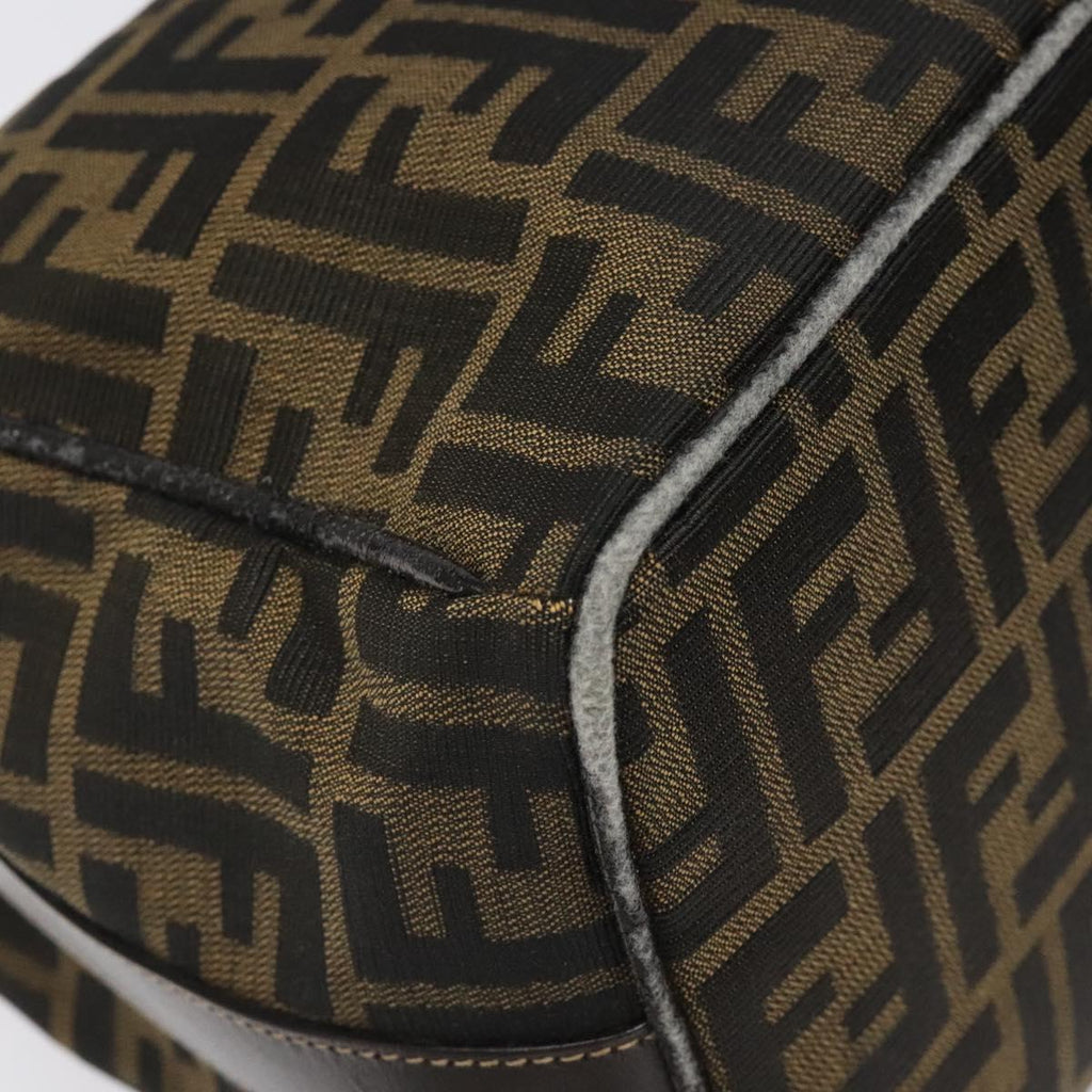 FENDI Zucca Canvas Vanity Hand Bag Brown Black gold 113069