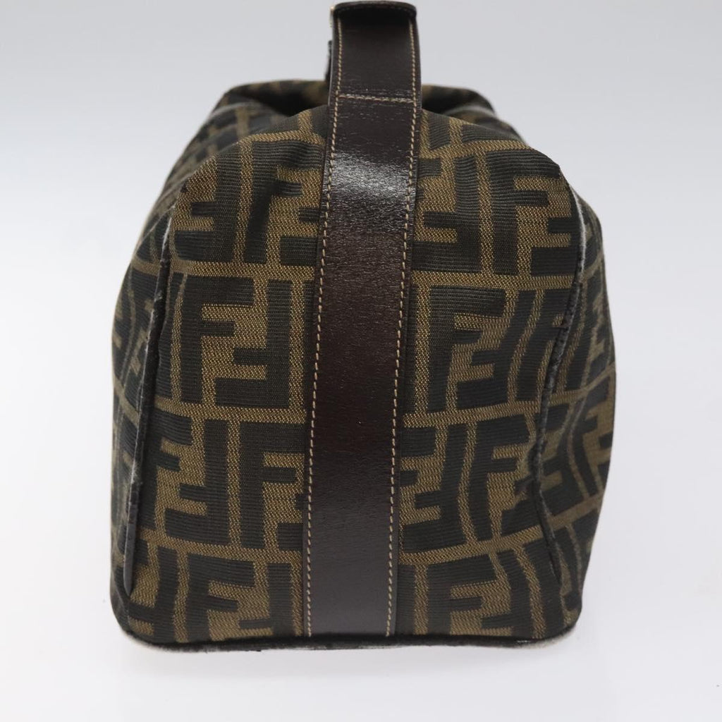 FENDI Zucca Canvas Vanity Hand Bag Brown Black gold 113069