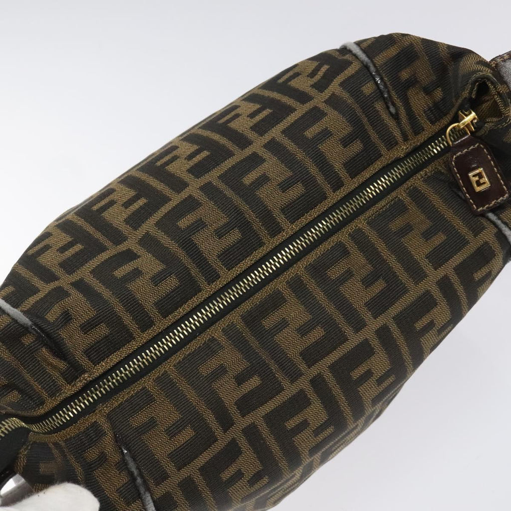 FENDI Zucca Canvas Vanity Hand Bag Brown Black gold 113069
