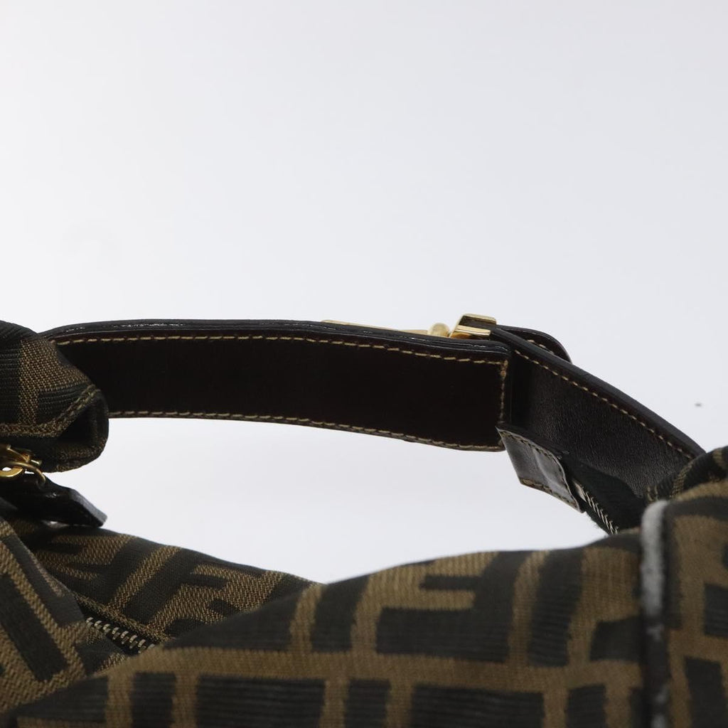 FENDI Zucca Canvas Vanity Hand Bag Brown Black gold 113069