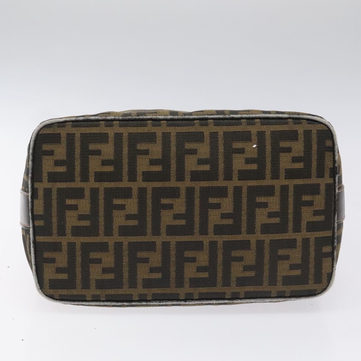 FENDI Zucca Canvas Vanity Hand Bag Brown Black gold 113069