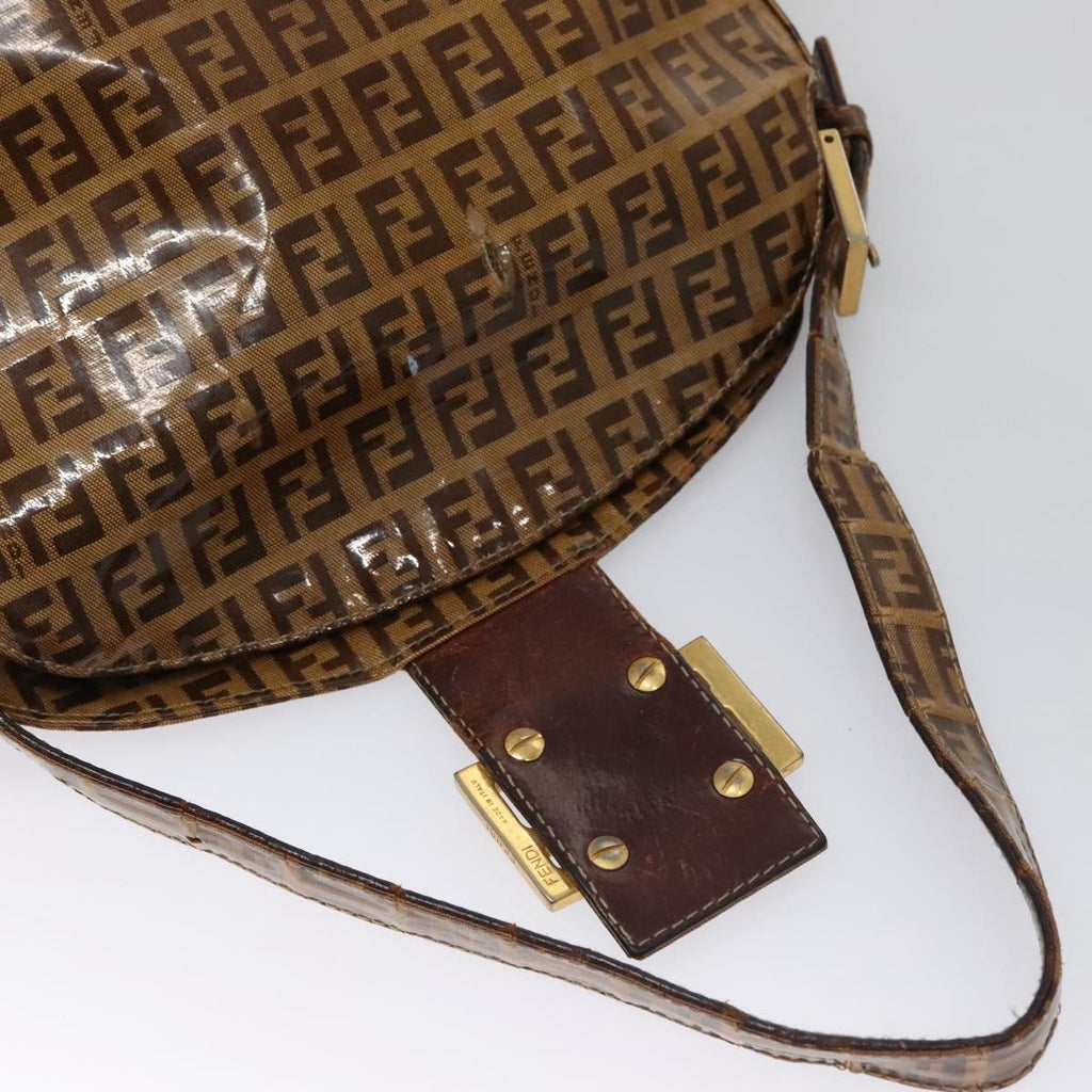 FENDI Zucca Canvas Mamma Baguette Shoulder Bag Enamel Brown 113094