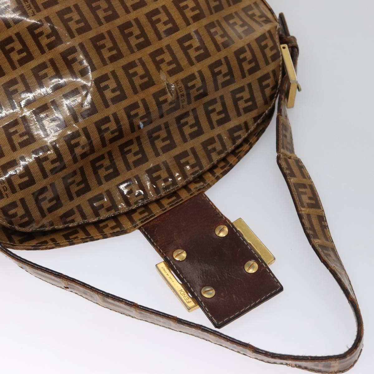 FENDI Zucca Canvas Mamma Baguette Shoulder Bag Enamel Brown 113094