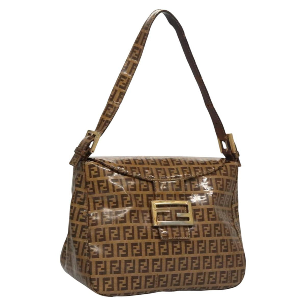 FENDI Zucca Canvas Mamma Baguette Shoulder Bag Enamel Brown 113094