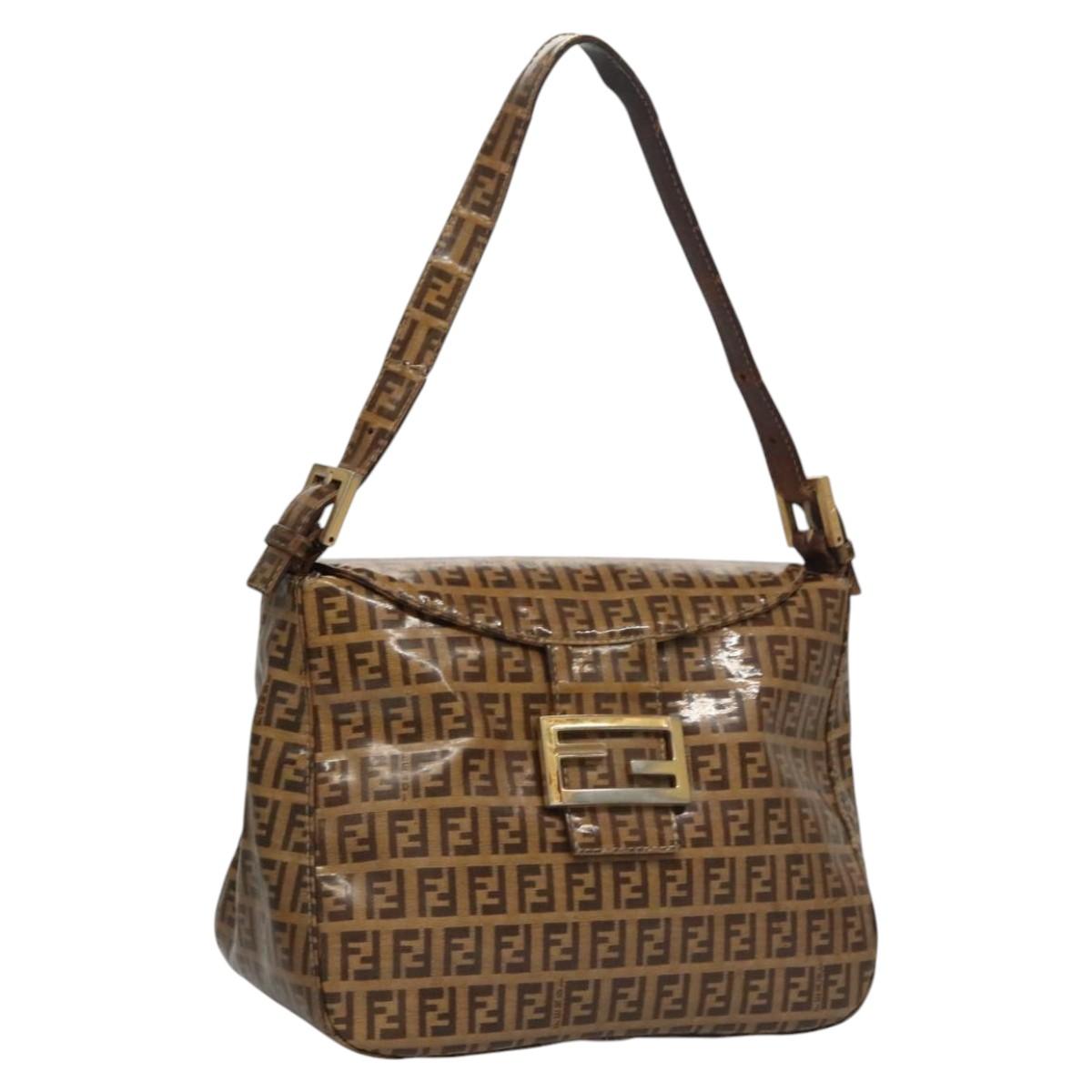 FENDI Zucca Canvas Mamma Baguette Shoulder Bag Enamel Brown 113094