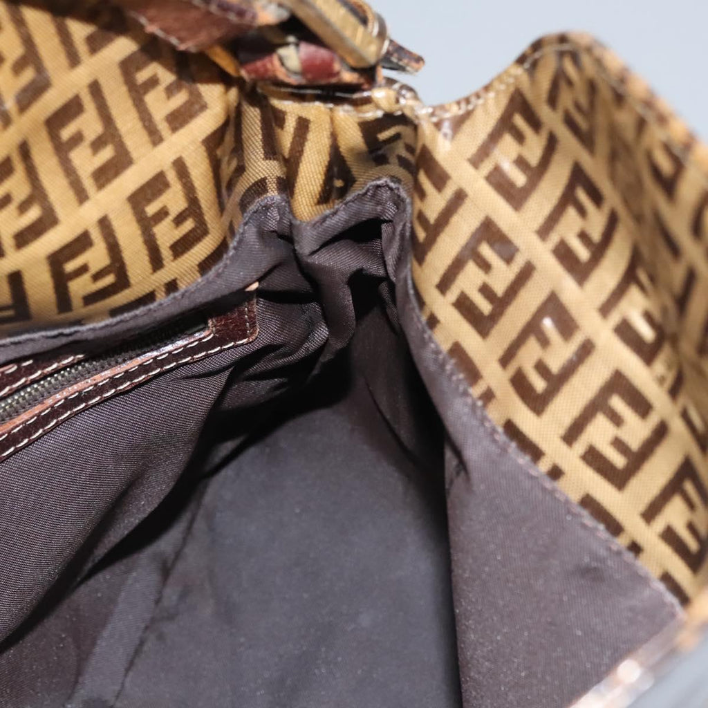FENDI Zucca Canvas Mamma Baguette Shoulder Bag Enamel Brown 113094