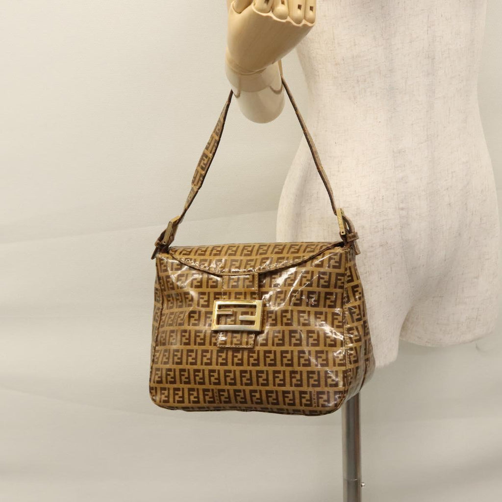 FENDI Zucca Canvas Mamma Baguette Shoulder Bag Enamel Brown 113094