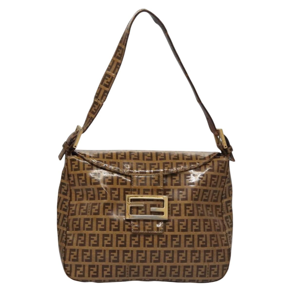 FENDI Zucca Canvas Mamma Baguette Shoulder Bag Enamel Brown 113094