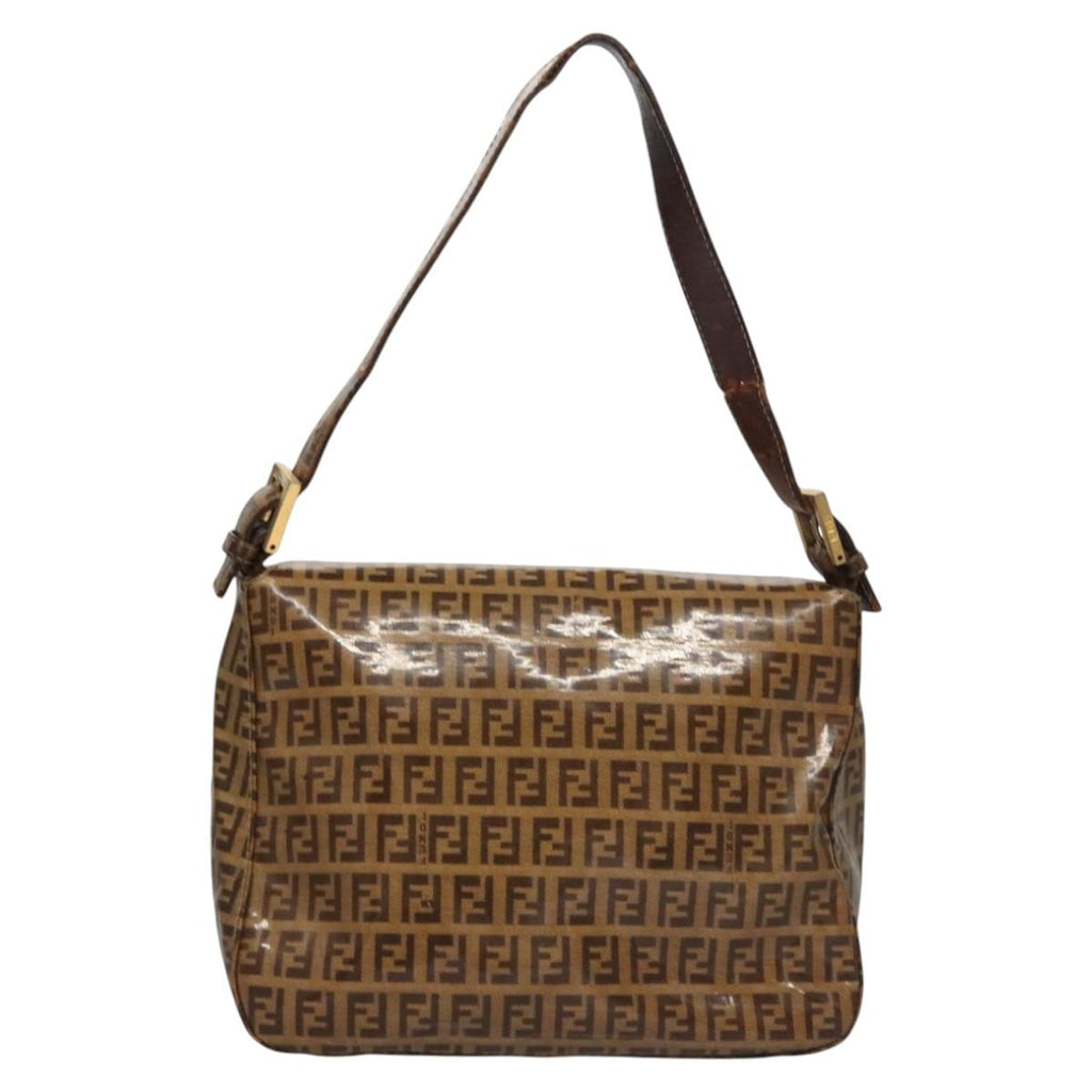 FENDI Zucca Canvas Mamma Baguette Shoulder Bag Enamel Brown 113094