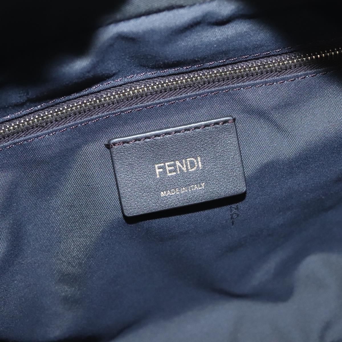 FENDI Zucca Canvas Hand Bag Leather 2way White Gold 113157