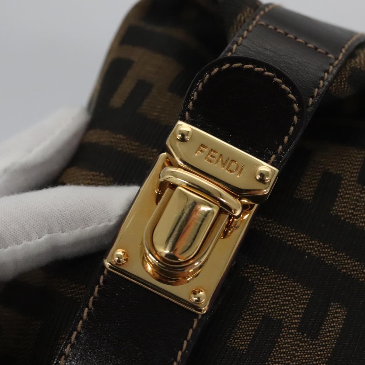 FENDI Zucca Canvas Pouch Brown Black 113193
