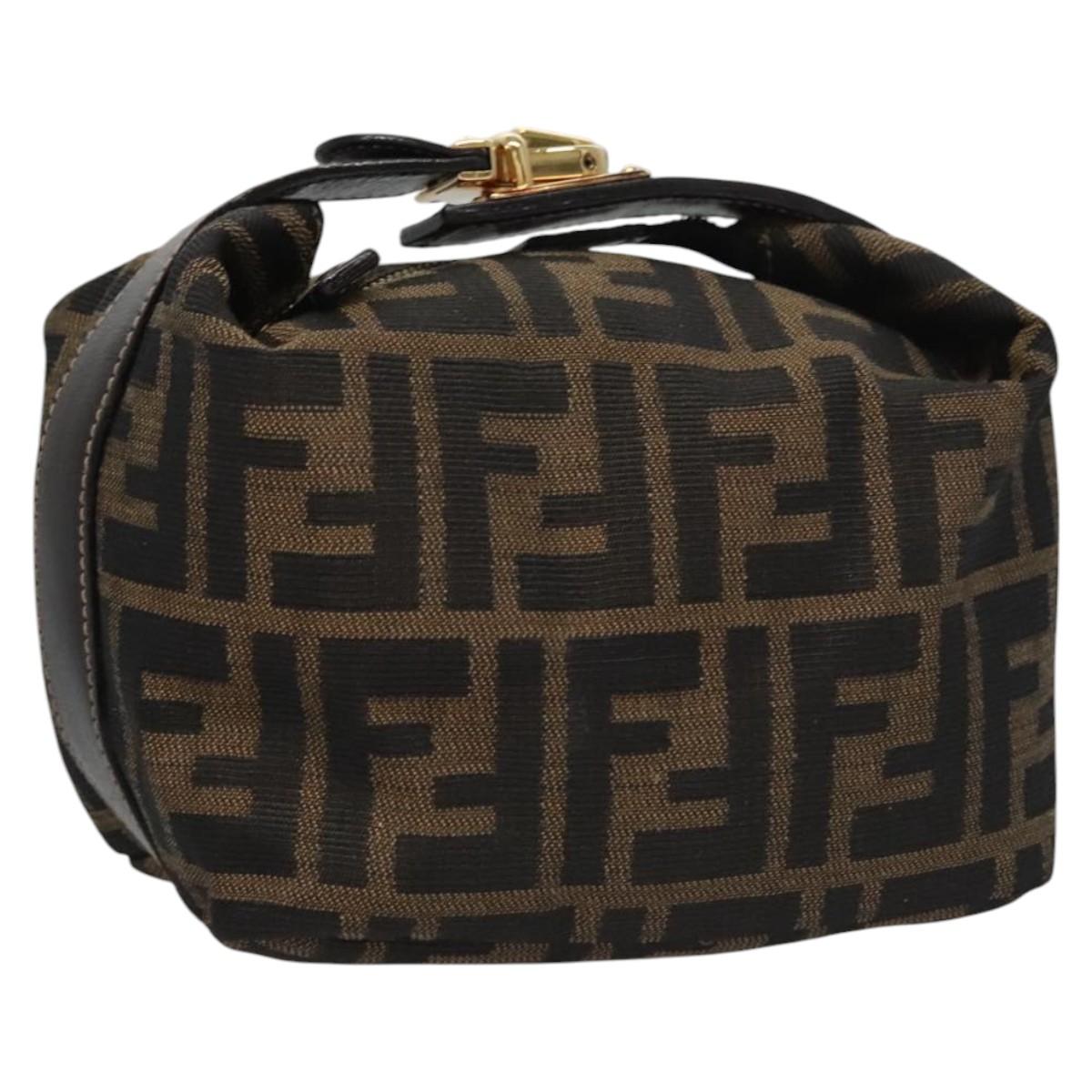 FENDI Zucca Canvas Pouch Brown Black 113193