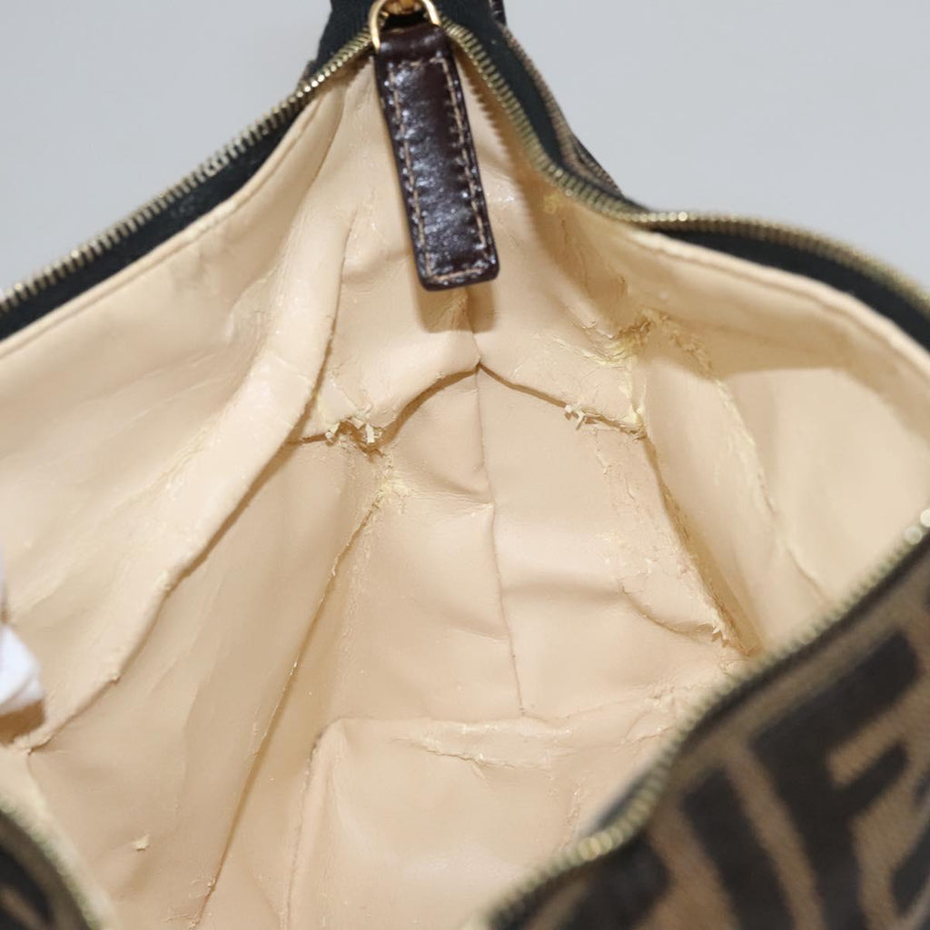 FENDI Zucca Canvas Pouch Brown Black 113193