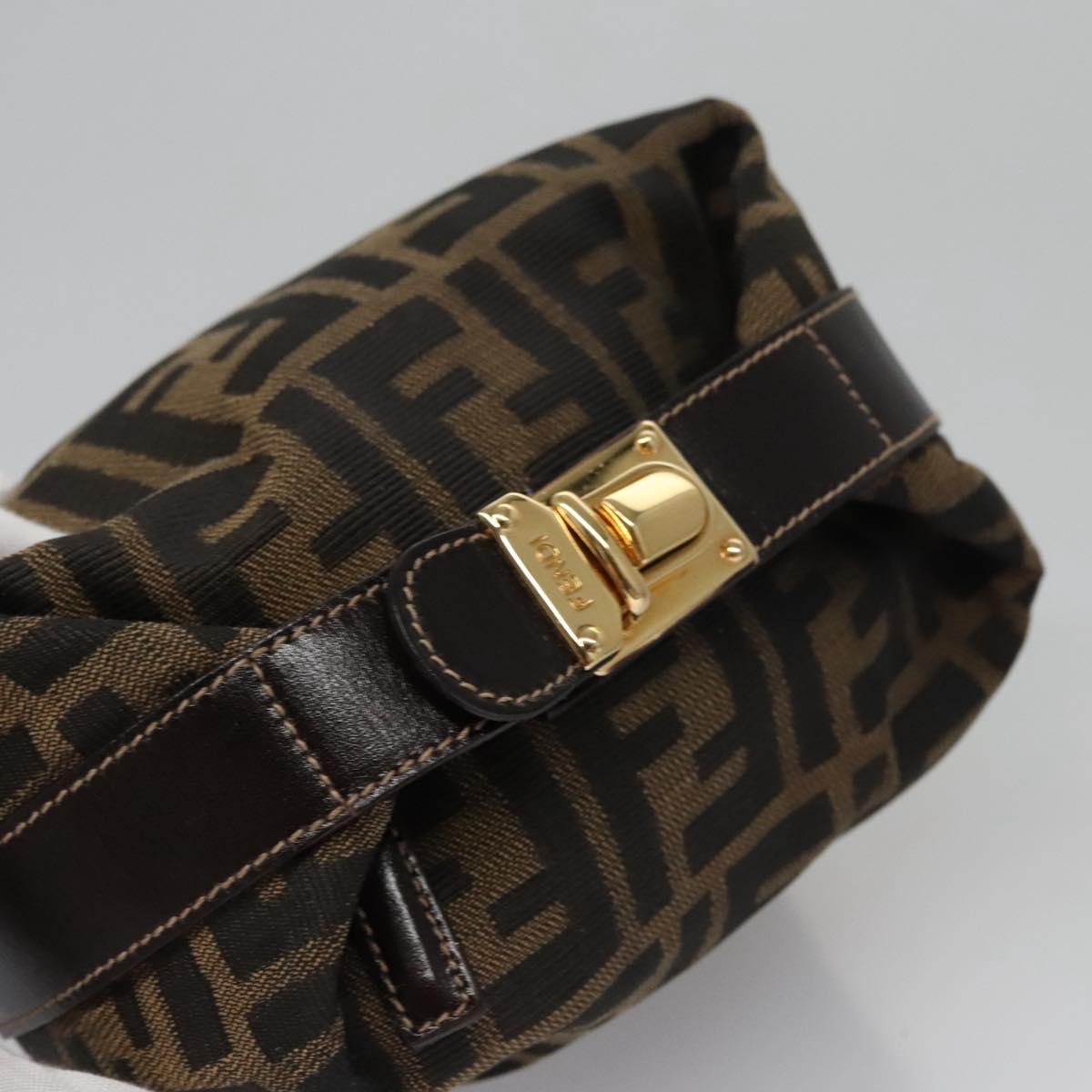 FENDI Zucca Canvas Pouch Brown Black 113193