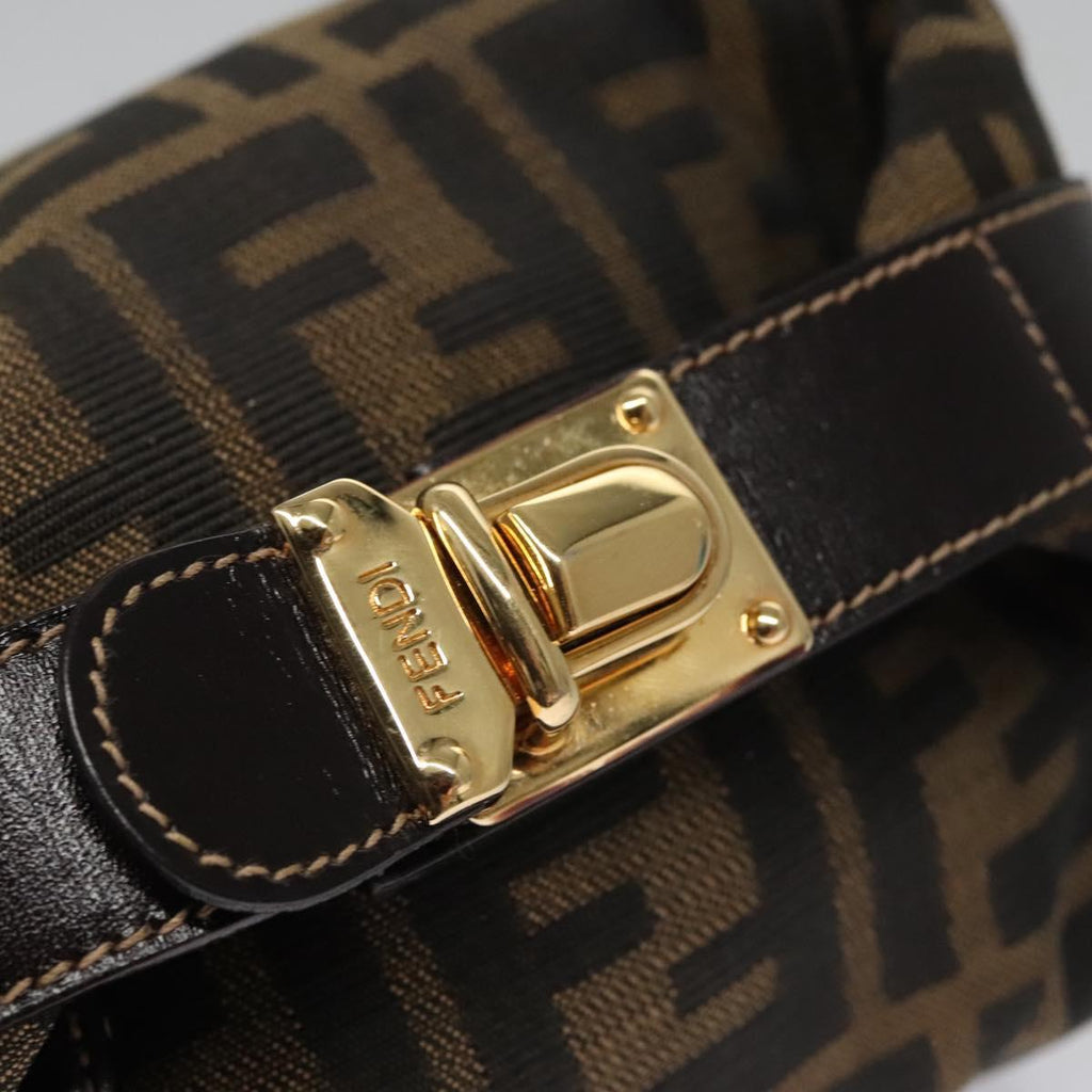 FENDI Zucca Canvas Pouch Brown Black 113193