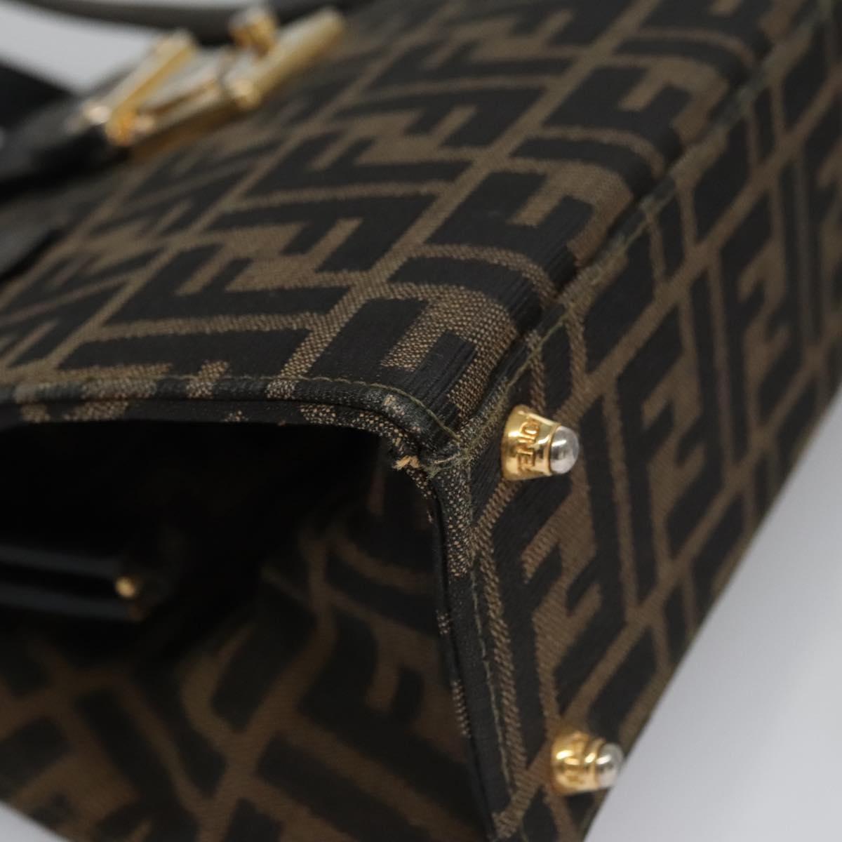 FENDI Zucca Canvas Hand Bag Brown 113221