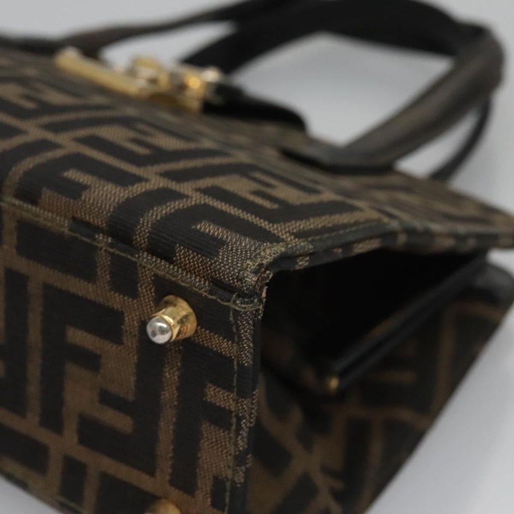 FENDI Zucca Canvas Hand Bag Brown 113221