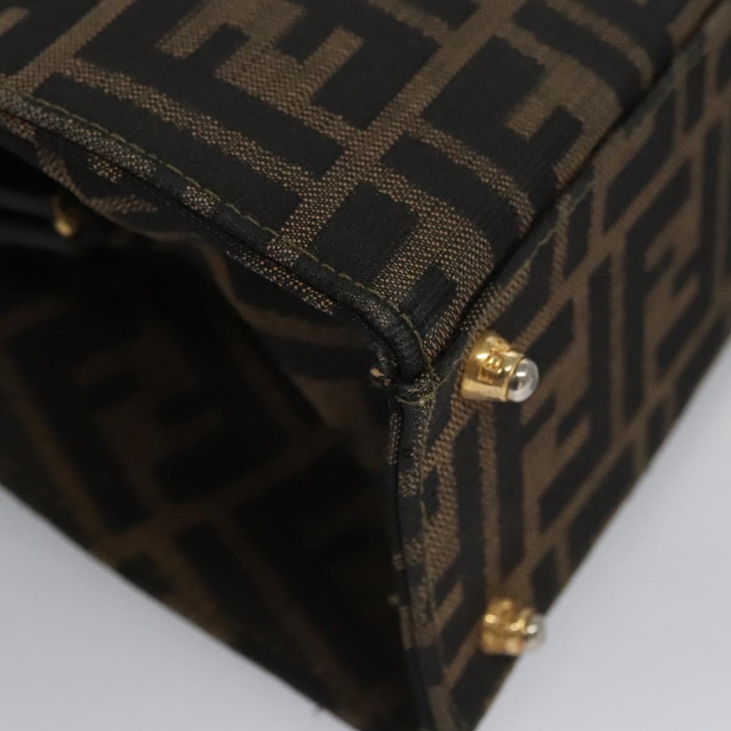 FENDI Zucca Canvas Hand Bag Brown 113221