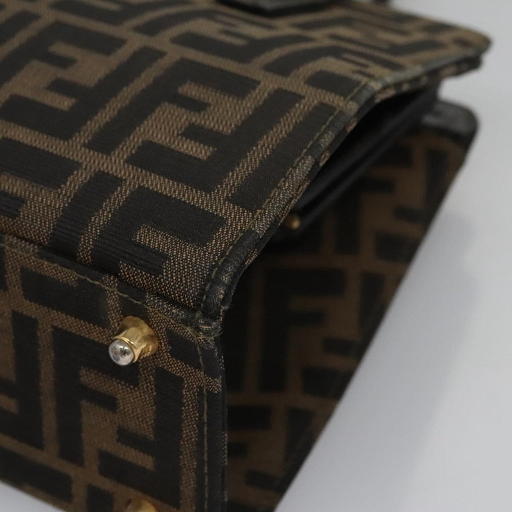 FENDI Zucca Canvas Hand Bag Brown 113221