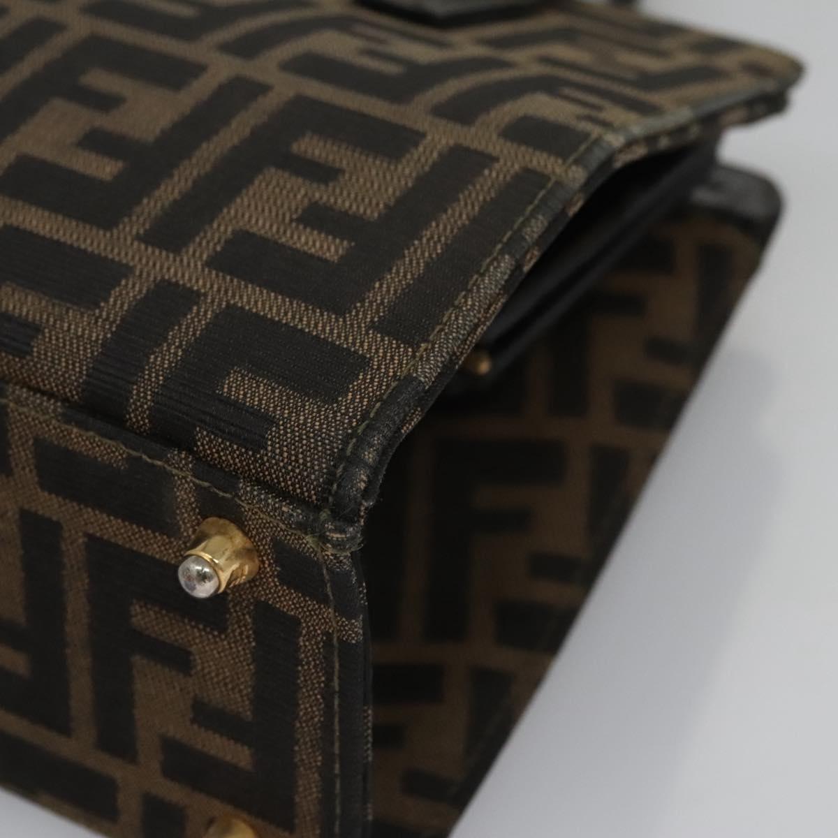 FENDI Zucca Canvas Hand Bag Brown 113221