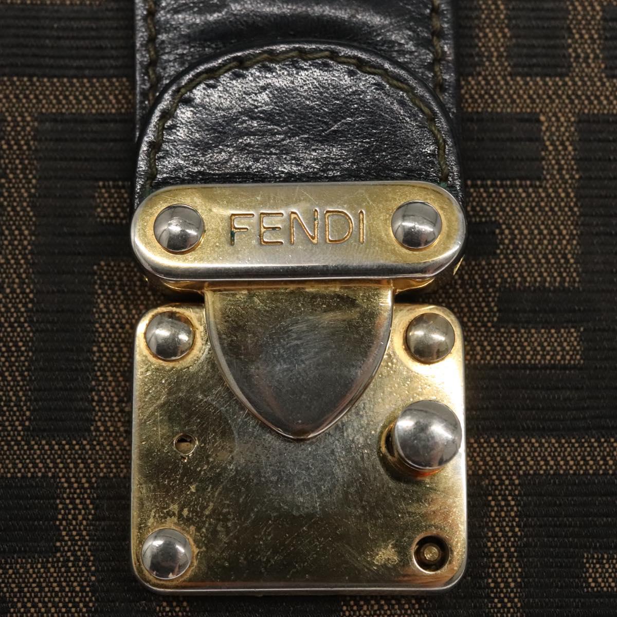 FENDI Zucca Canvas Hand Bag Brown 113221