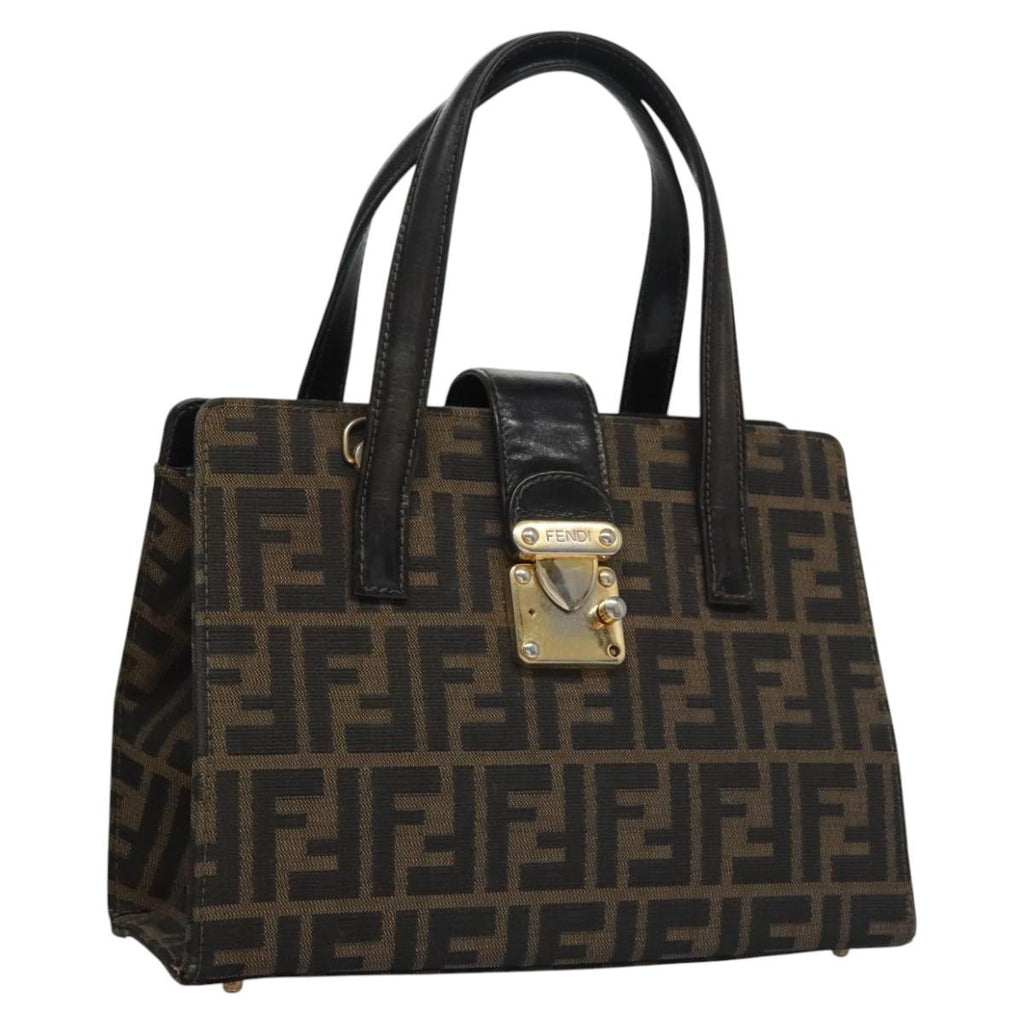 FENDI Zucca Canvas Hand Bag Brown 113221