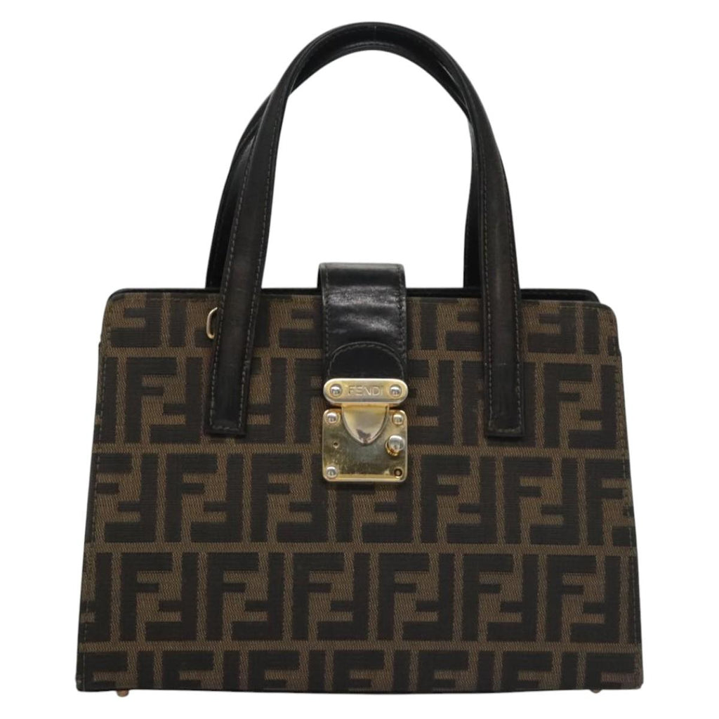 FENDI Zucca Canvas Hand Bag Brown 113221