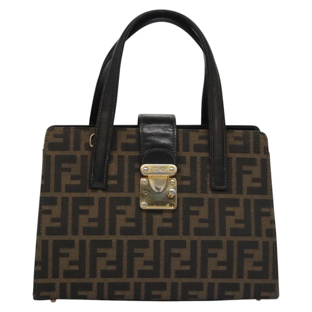 FENDI Zucca Canvas Hand Bag Brown 113221