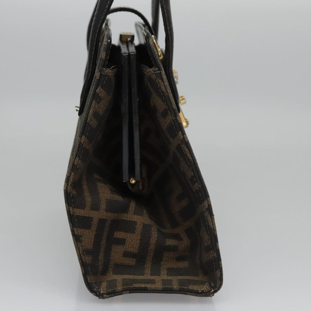 FENDI Zucca Canvas Hand Bag Brown 113221