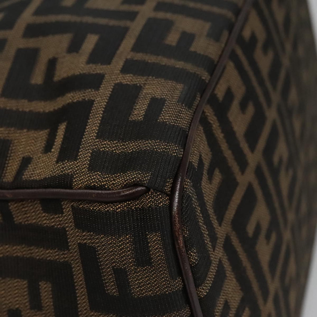 FENDI Zucca Canvas Hand Bag Brown Black gold 113255