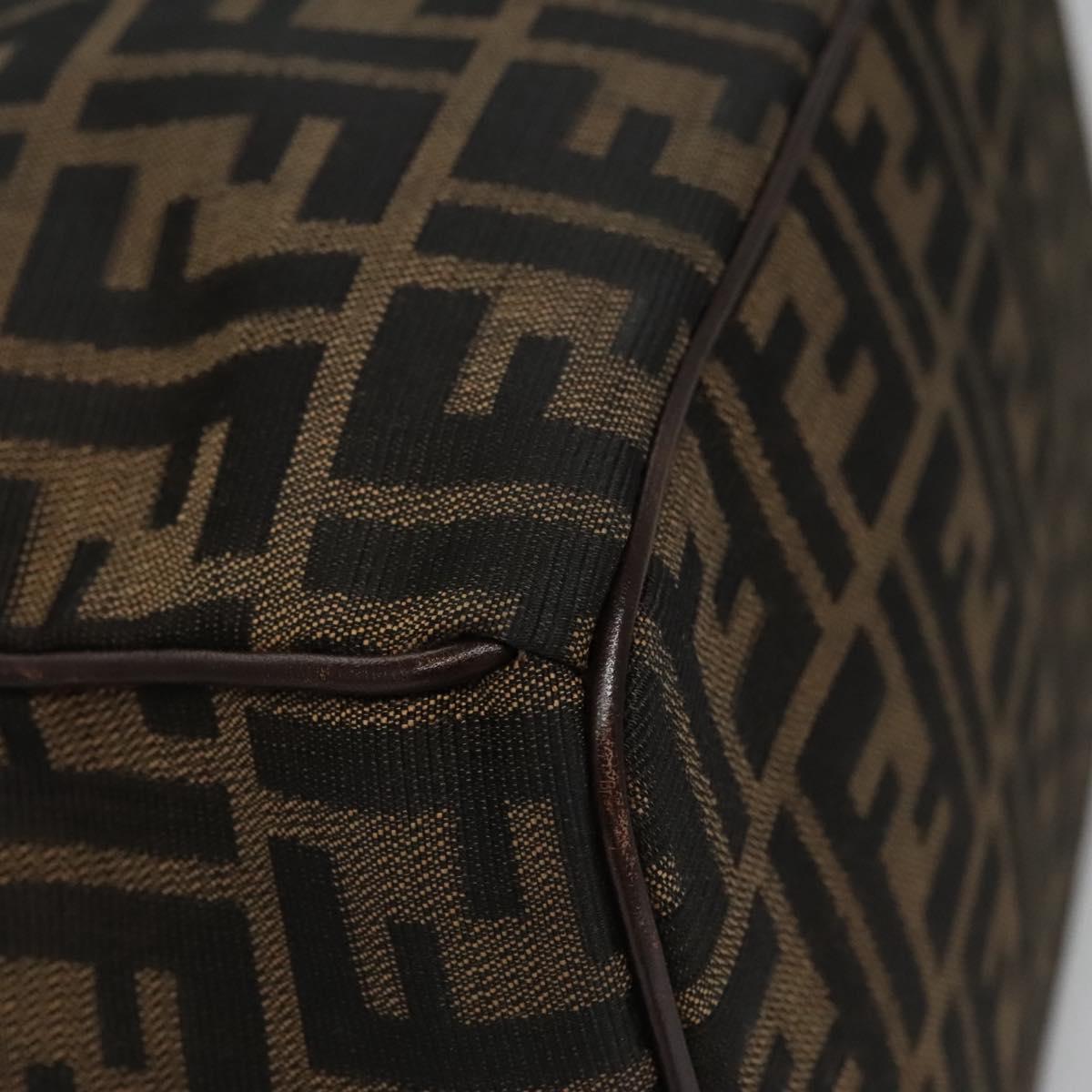 FENDI Zucca Canvas Hand Bag Brown Black gold 113255