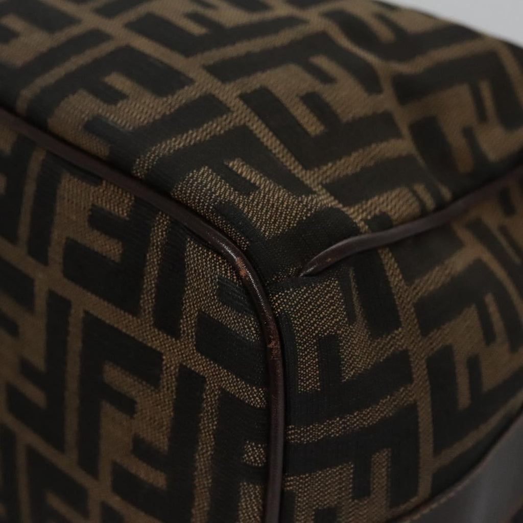 FENDI Zucca Canvas Hand Bag Brown Black gold 113255