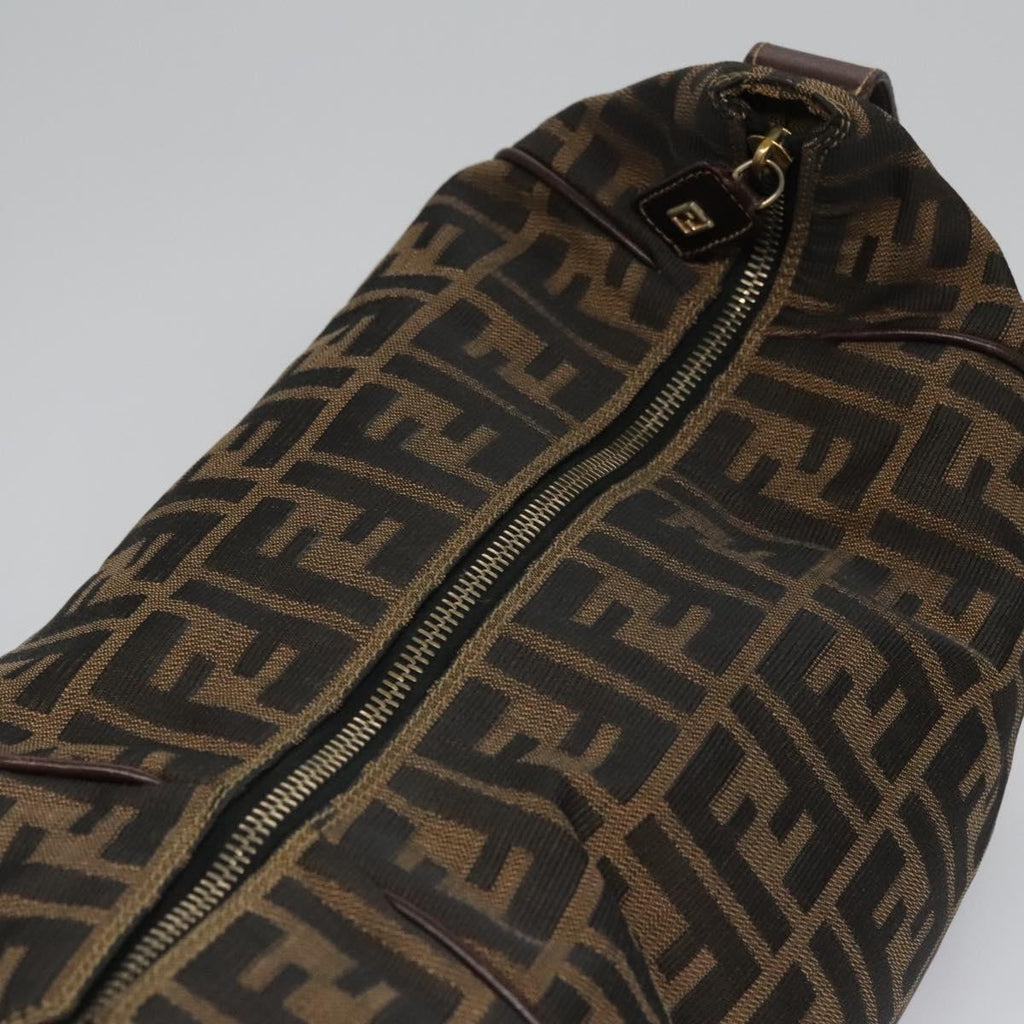 FENDI Zucca Canvas Hand Bag Brown Black gold 113255