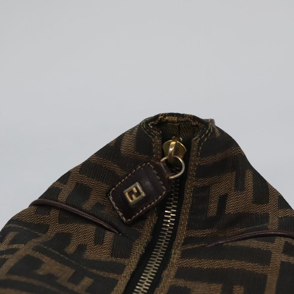 FENDI Zucca Canvas Hand Bag Brown Black gold 113255