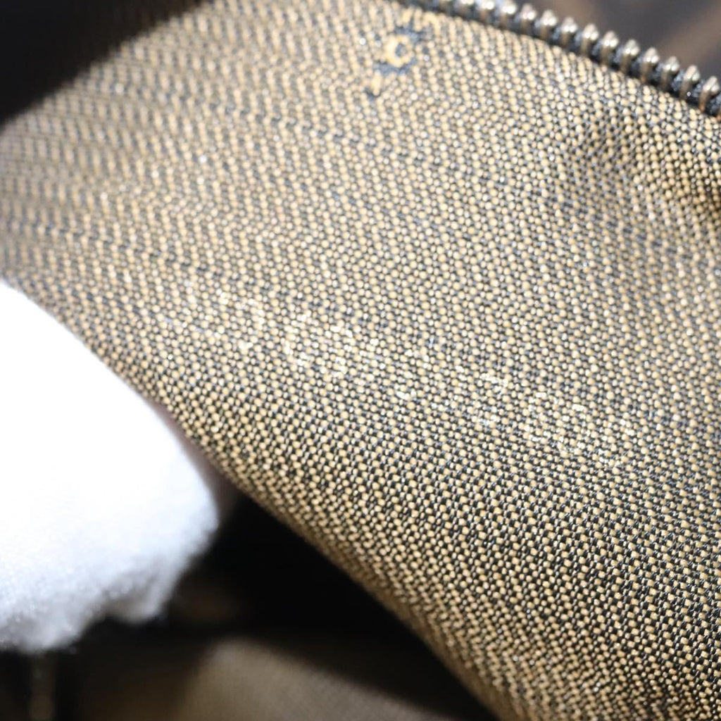 FENDI Zucca Canvas Hand Bag Brown Black gold 113255