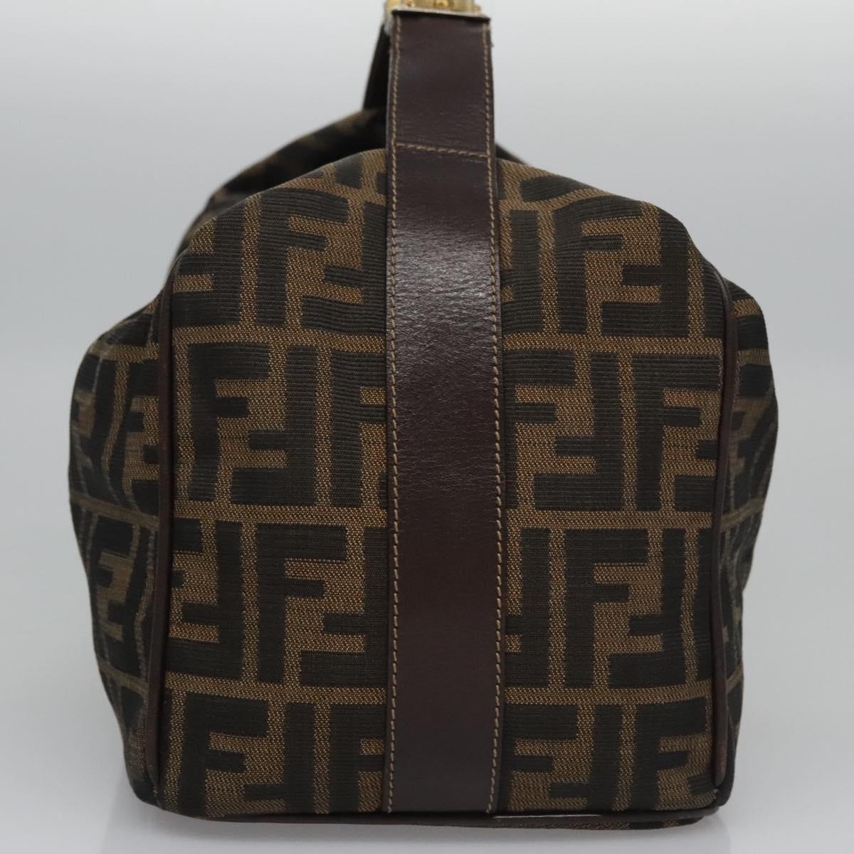 FENDI Zucca Canvas Hand Bag Brown Black gold 113255