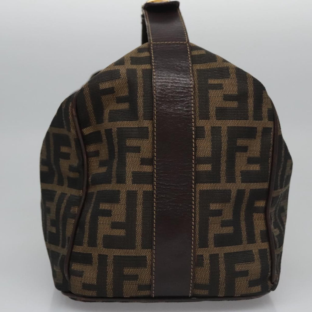 FENDI Zucca Canvas Hand Bag Brown Black gold 113255