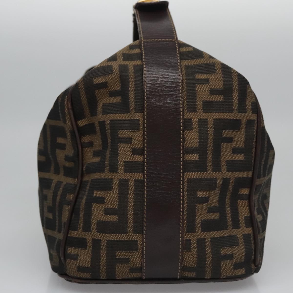 FENDI Zucca Canvas Hand Bag Brown Black gold 113255