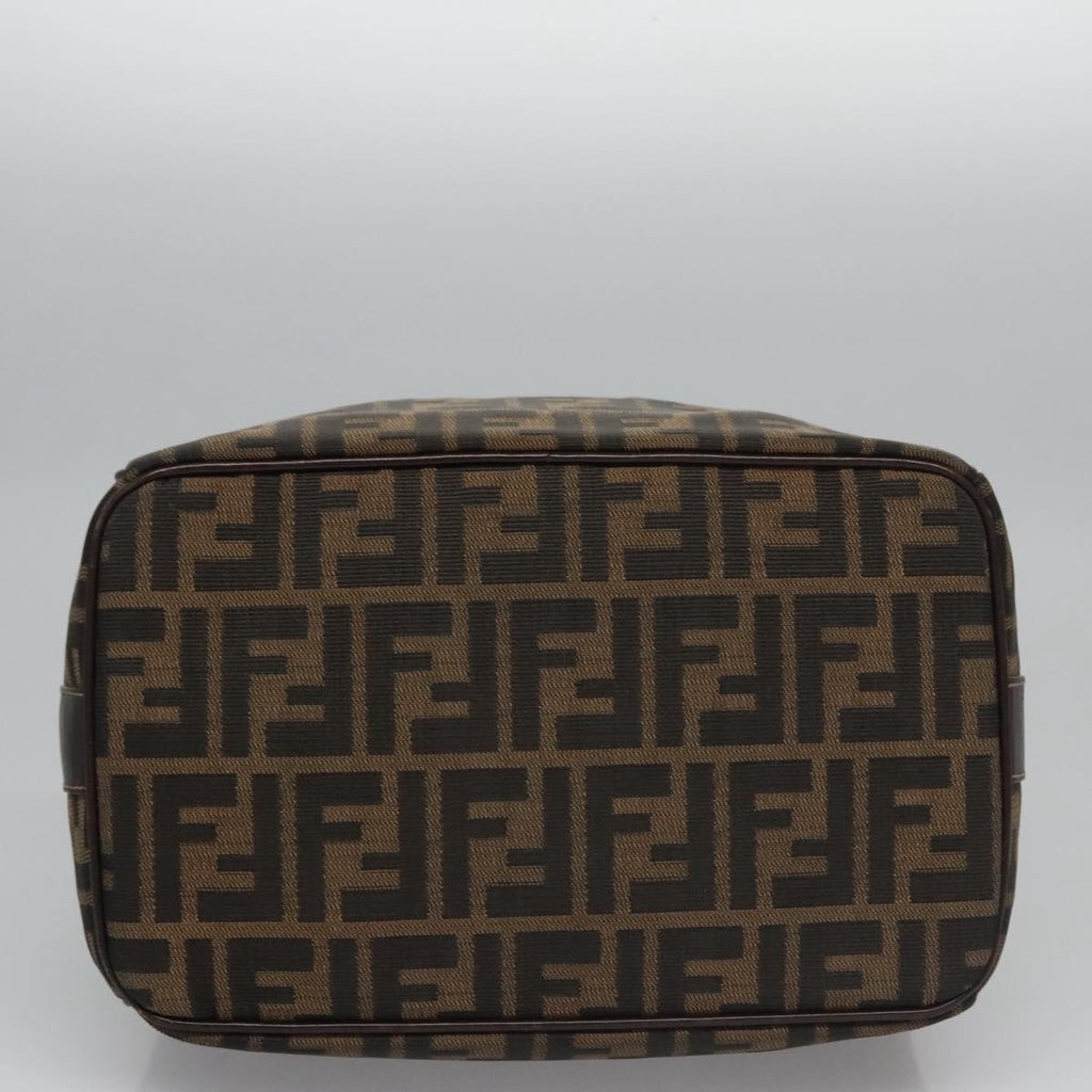 FENDI Zucca Canvas Hand Bag Brown Black gold 113255