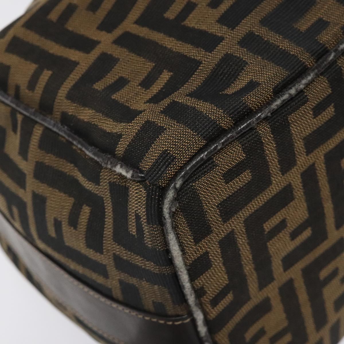 FENDI Zucca Canvas Vanity Hand Bag Brown Black gold 113284