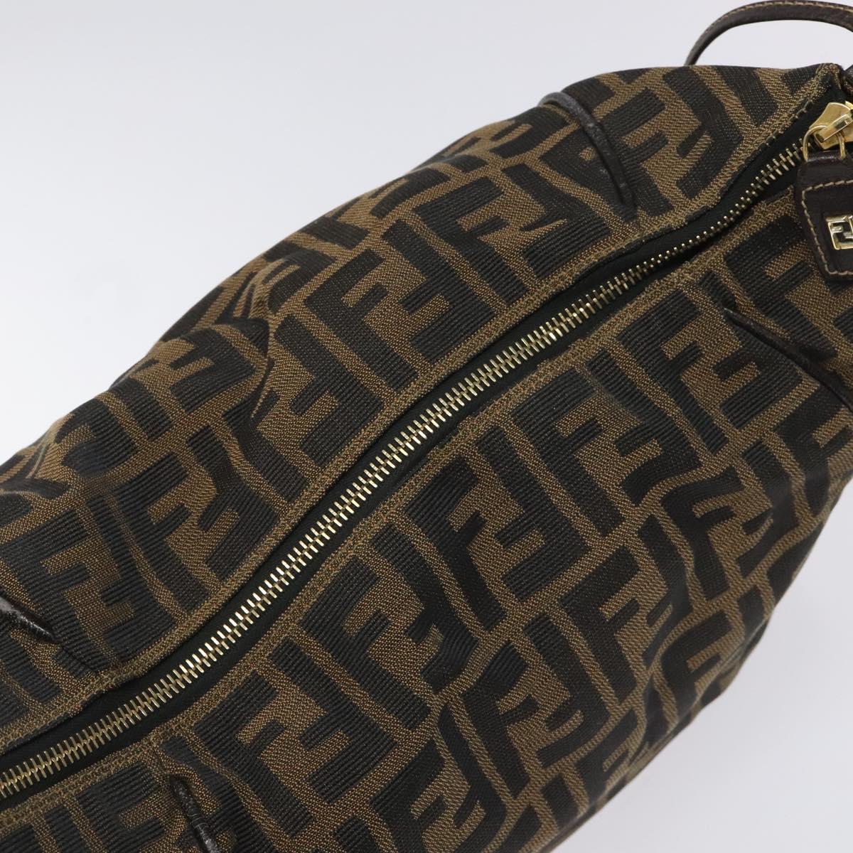 FENDI Zucca Canvas Vanity Hand Bag Brown Black gold 113284