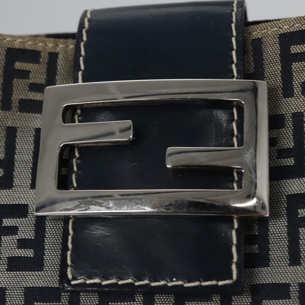 FENDI Zucchino Canvas Hand Bag Navy 113285