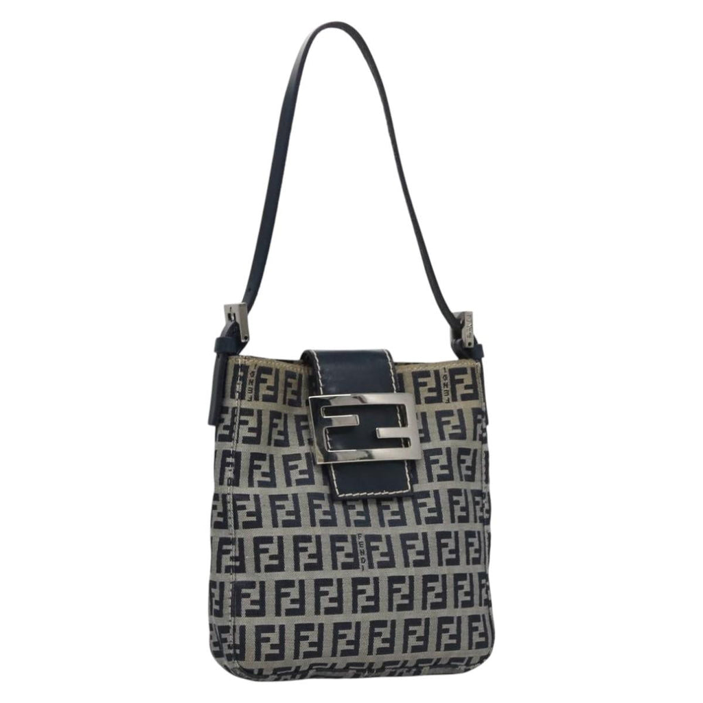 FENDI Zucchino Canvas Hand Bag Navy 113285