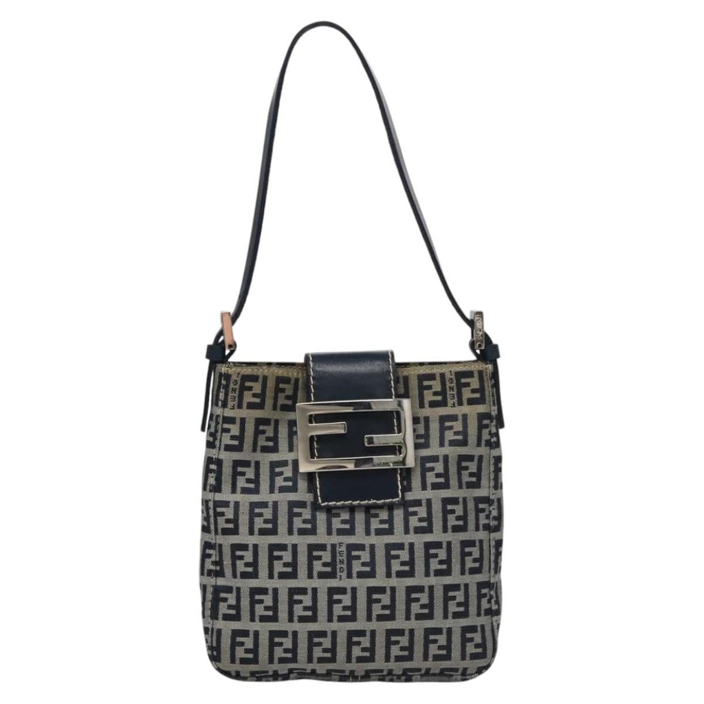 FENDI Zucchino Canvas Hand Bag Navy 113285