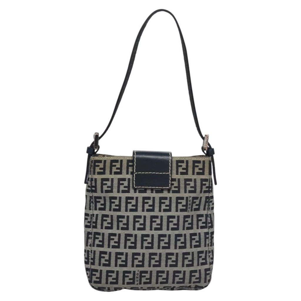 FENDI Zucchino Canvas Hand Bag Navy 113285