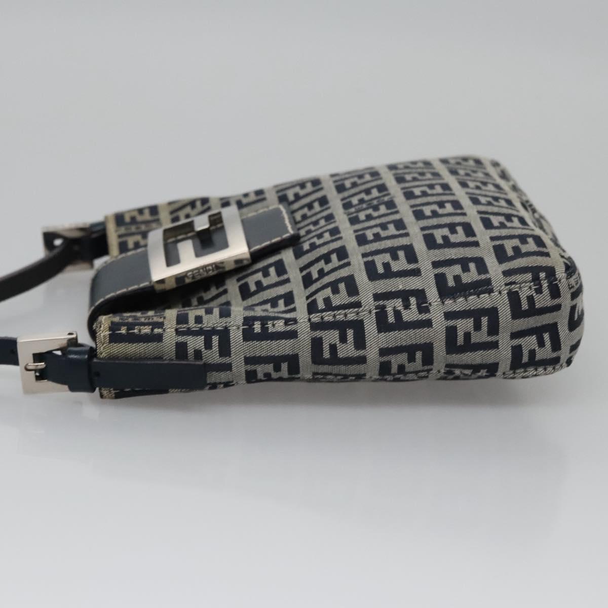 FENDI Zucchino Canvas Hand Bag Navy 113285