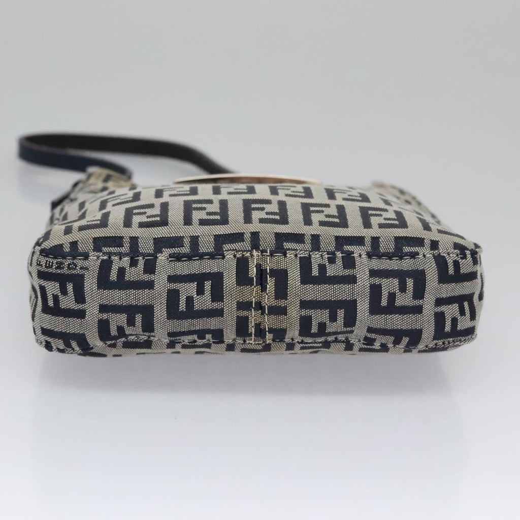 FENDI Zucchino Canvas Hand Bag Navy 113285