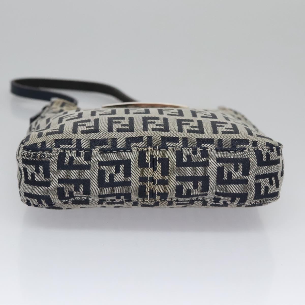 FENDI Zucchino Canvas Hand Bag Navy 113285