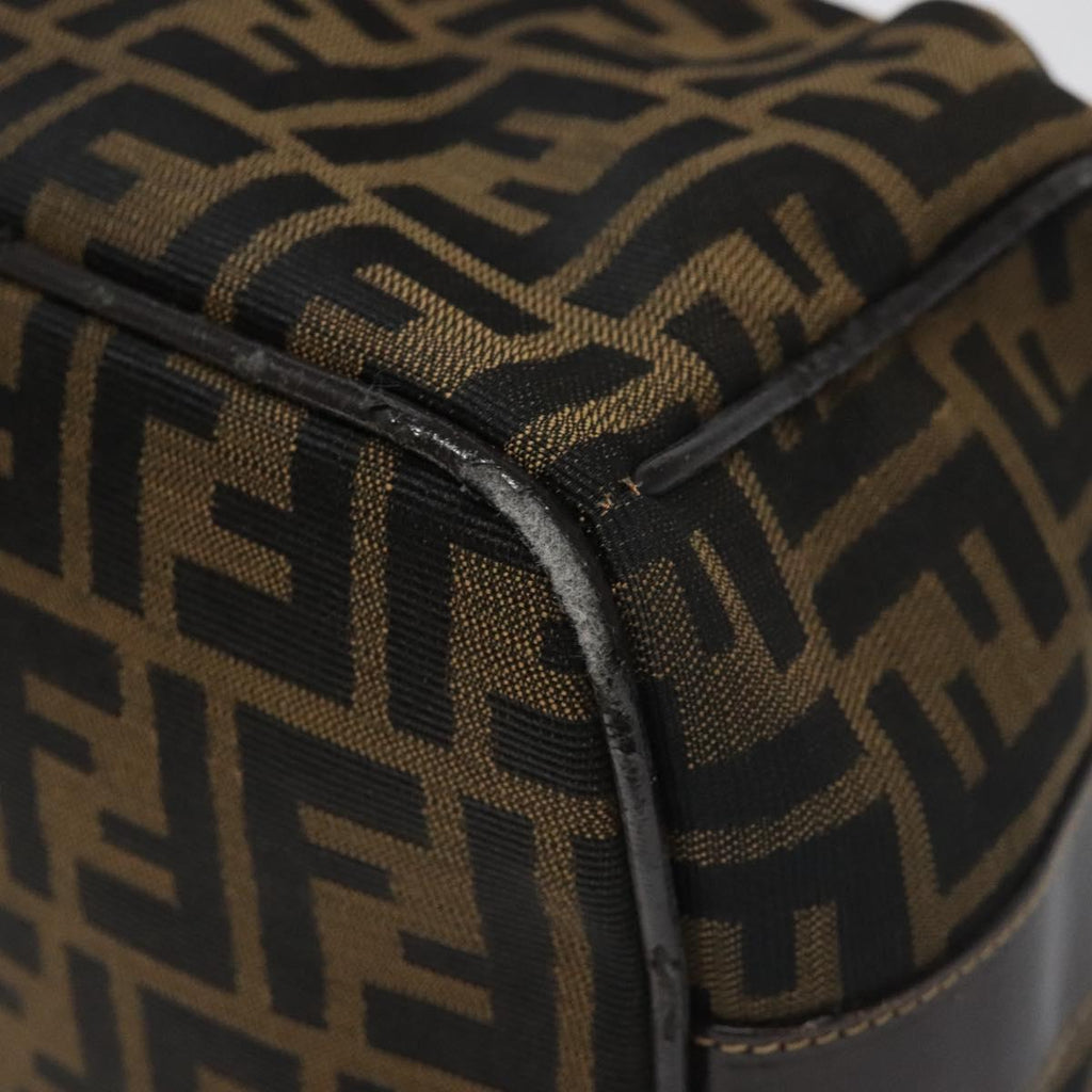 FENDI Zucca Canvas Hand Bag Brown Black 113512