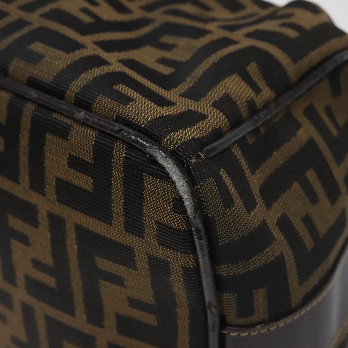 FENDI Zucca Canvas Hand Bag Brown Black 113512